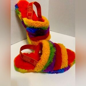 UGG Fluff Yeah Rainbow Slides Woman's US Size‎ 5